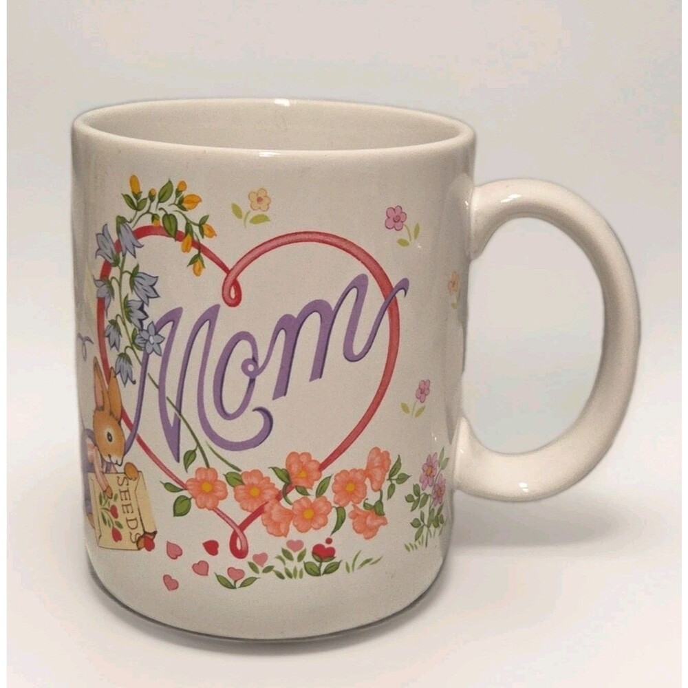 Vintage Avon "Mom, my whole world blossoms...." Coffee Mug - Bunny Seeds Flowers